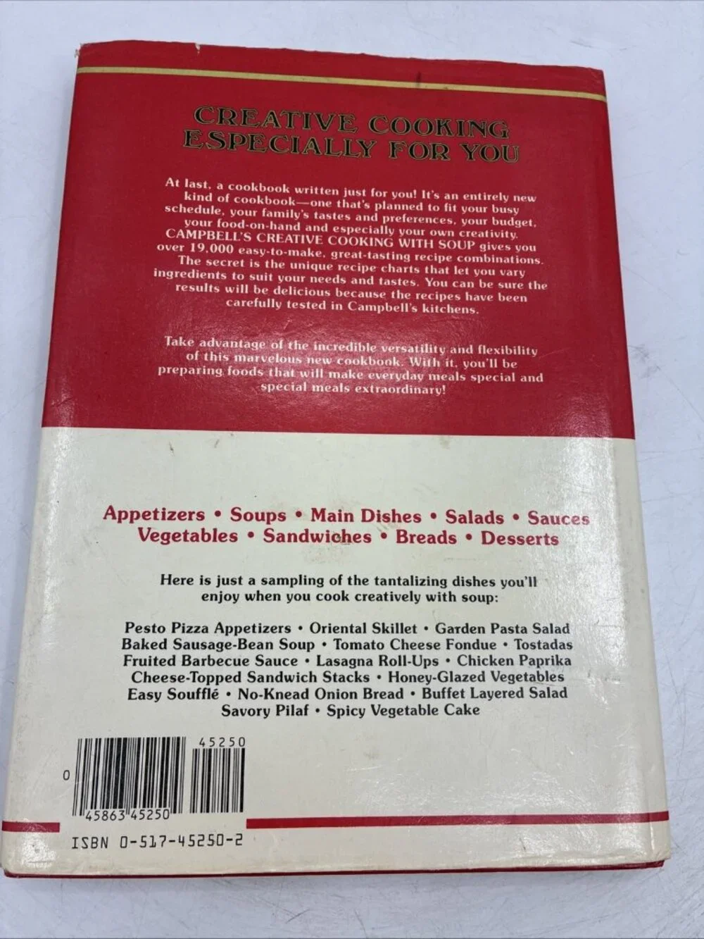 Campbell's Creative Cooking with Soup Cookbook 1985 Vintage Recipes Hardcover